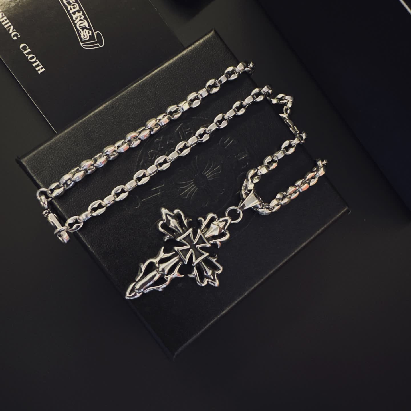 Chrome Hearts Silver Cross Pendant Necklace